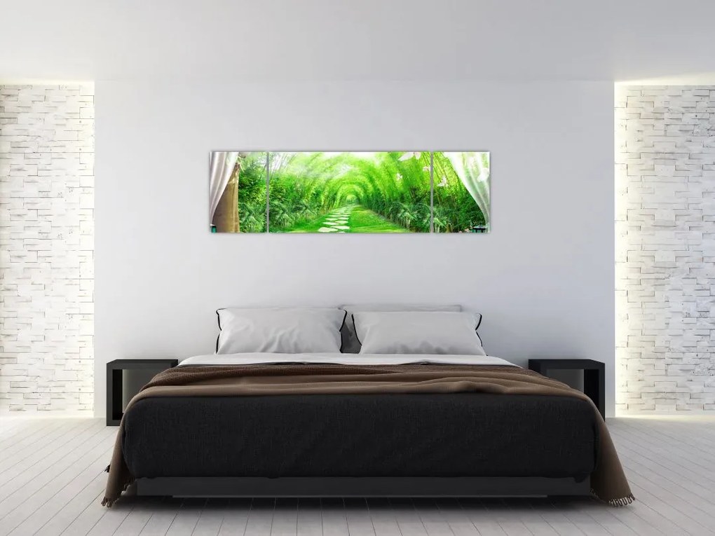 Obraz - Widok na tropikalny ogród (170x50 cm)