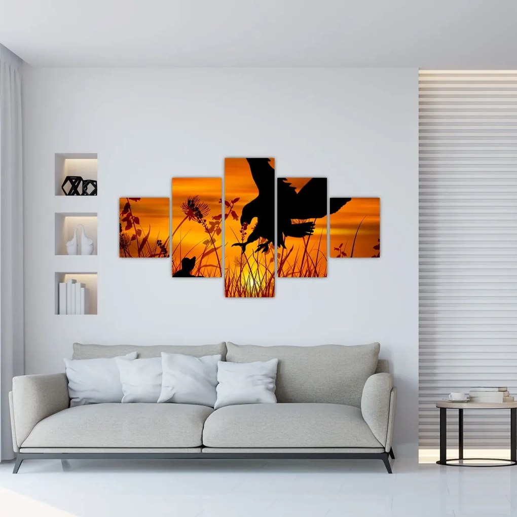 Obraz sylwetki drapieżnika (125x70 cm)