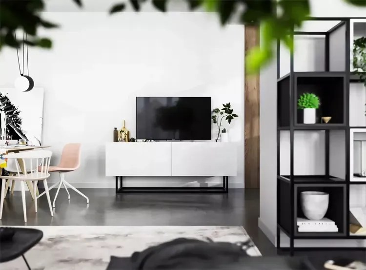 Szafka rtv na nóżkach biała A7-E37