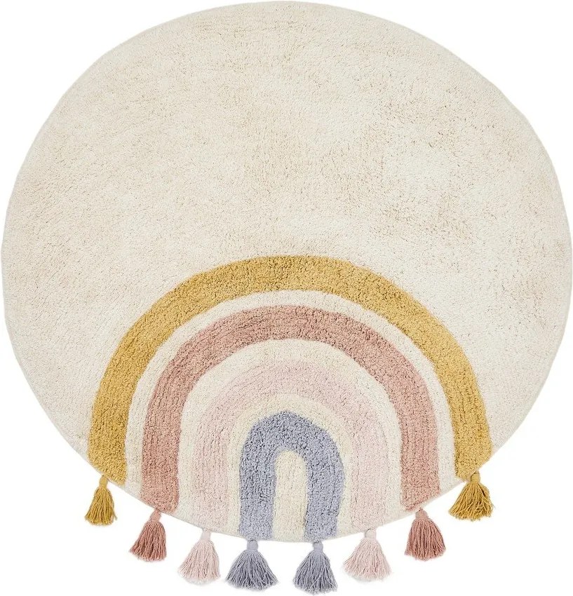 Bawełniany dywan dziecięcy odpowiedni do prania/tkany ręcznie w kolorze kości słoniowej ø100 cm Tadea – Kave Home