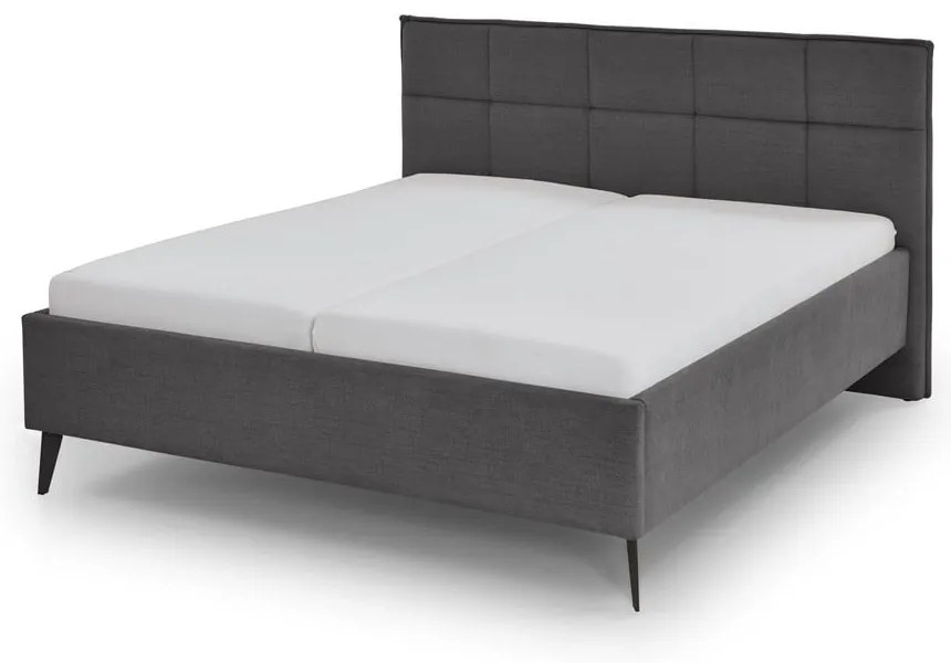 Antracytowe łóżko dwuosobowe ze schowkiem ze stelażem 200x200 cm Paulo – Meise Möbel