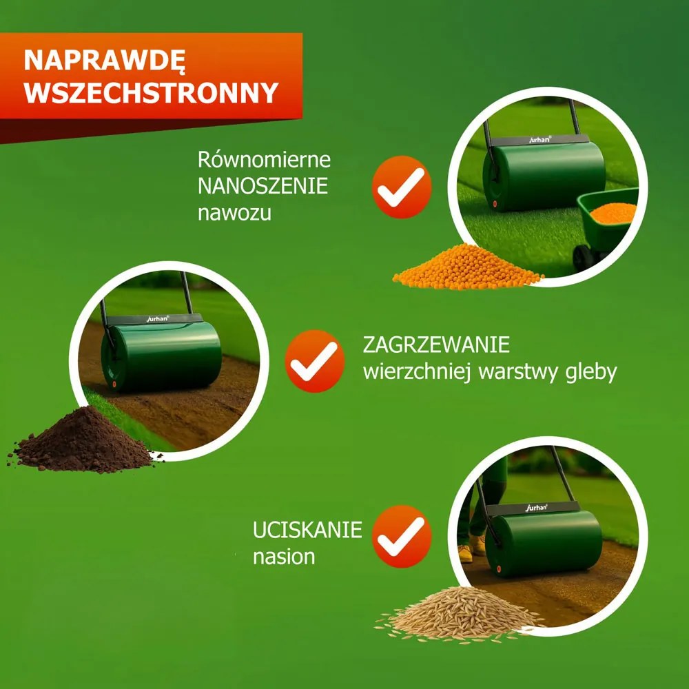 Wałek do trawnika FARMER, 57cm, zielona Jurhan