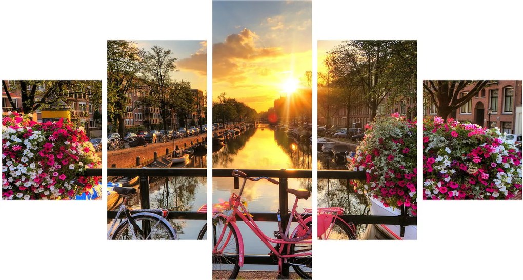 Obraz - Wschód słońca w Amsterdamie (125x70 cm)