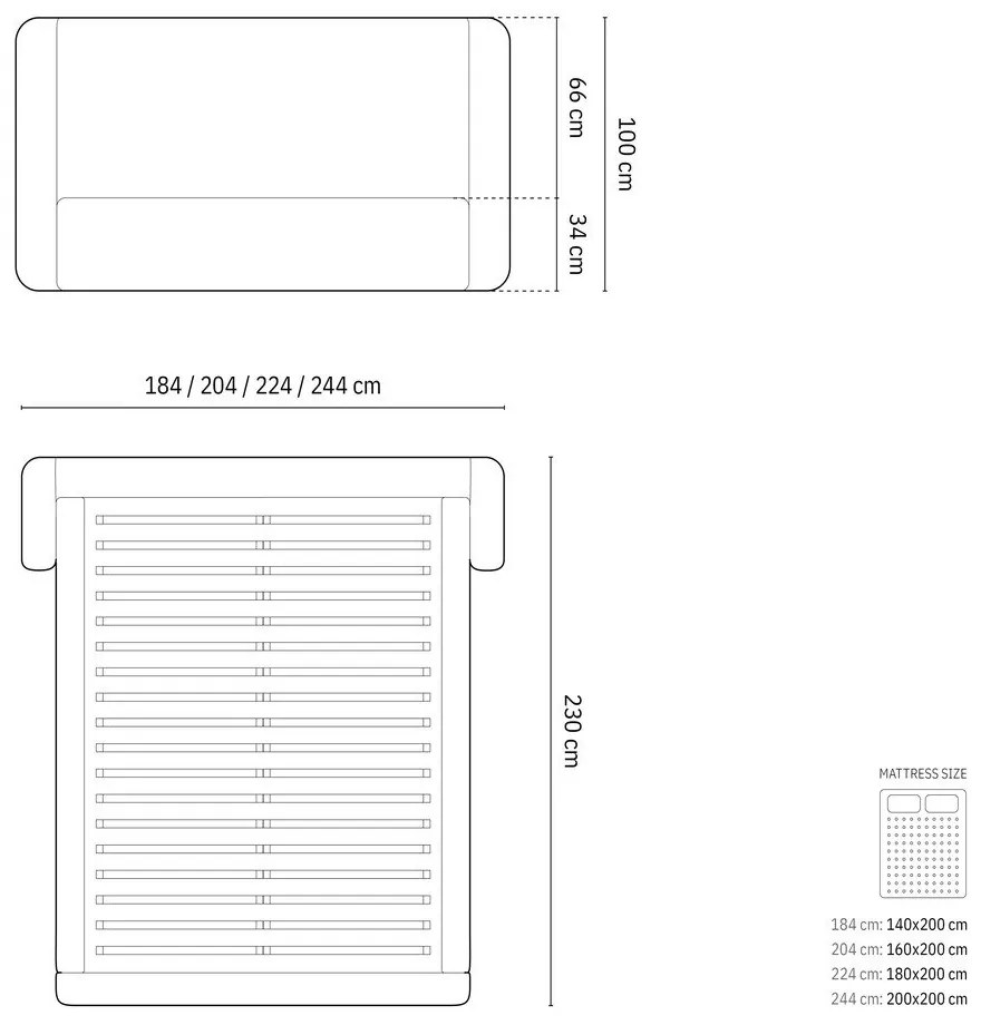 Ciemnoniebieskie tapicerowane łóżko dwuosobowe ze schowkiem ze stelażem 140x200 cm Jason – Windsor &amp; Co Sofas