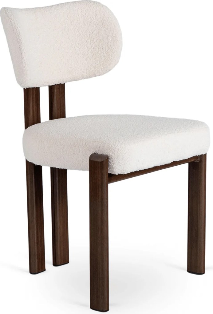 Krzesło Tapicerowane GRENADA Orzech/Kremowe Boucle Nowoczesne