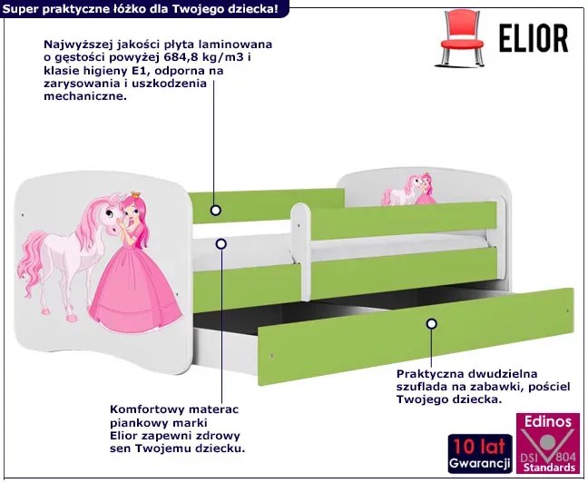 Łóżko dziecięce ze stelażem Rostok 2X mix 70x140 - zielone