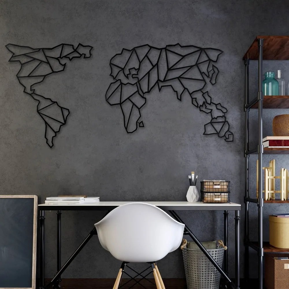 Metalowa dekoracja ścienna Map Of The World Clear, 85x170 cm