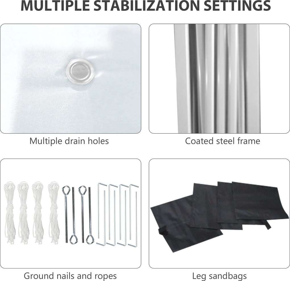 Outsunny Składany Pawilon z 2 Ściankami, Wysokość Regulowana, z Torbą Transportową, Stelaż z Antykorozyjnej Stali, 3x3 m, Biały