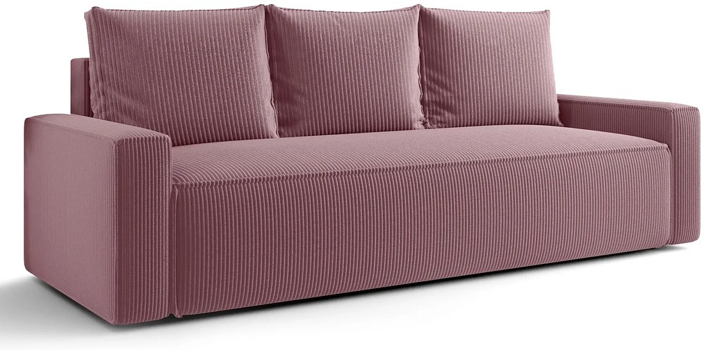 Różowa sofa rozkładana z pojemnikiem L2-P16