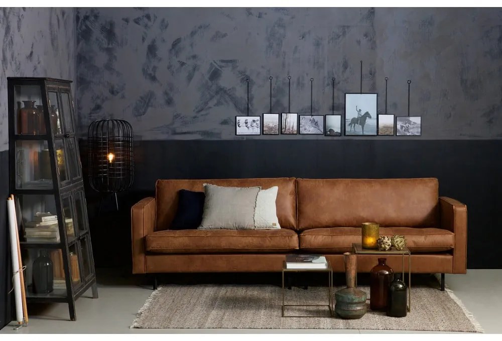 Brązowa sofa ze skóry z recyklingu BePureHome Rodeo, 277 cm