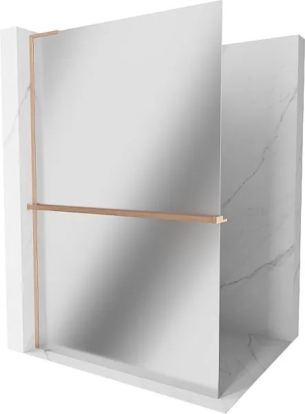 Mexen Kioto+ L ścianka prysznicowa z półką Walk-in 120 x 200 cm, lustro, miedź szczotkowana - 800-120-123-65-50