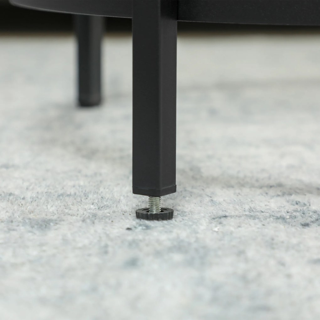 HOMCOM Okrągły stolik boczny ze szklanym blatem i ramą metalową, mały stolik do salonu, sypialni, Czarny