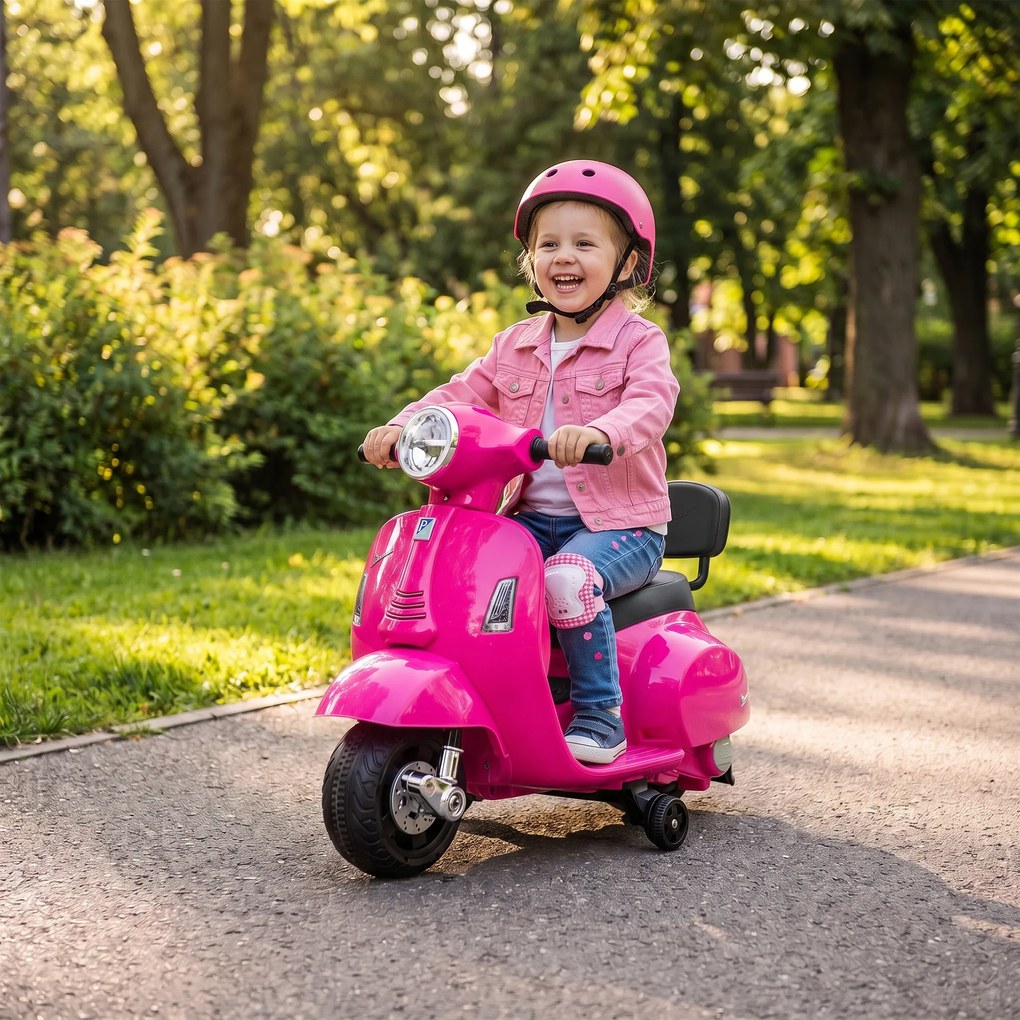 AIYAPLAY Elektryczny motorek dziecięcy Mini Vespa GTS 6V z akumulatorem litowym Ergonomiczne siedzisko i oparcie 1,5-3 lat | Aosom PL