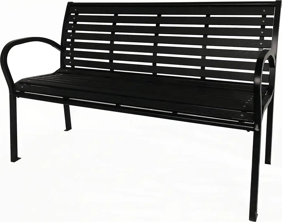 Ławka ogrodowa 125 x 60 x 80 cm, czarny, stal / plastik
