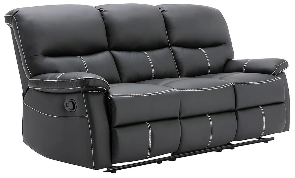 Kanapa 3+1-osobowa i fotel z funkcją relax z ekoskóry w kolorze czarnym CANBY