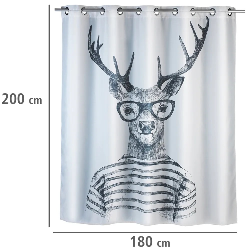 Zasłona prysznicowa Mr Deer, tekstylna, 180x200 cm, WENKO