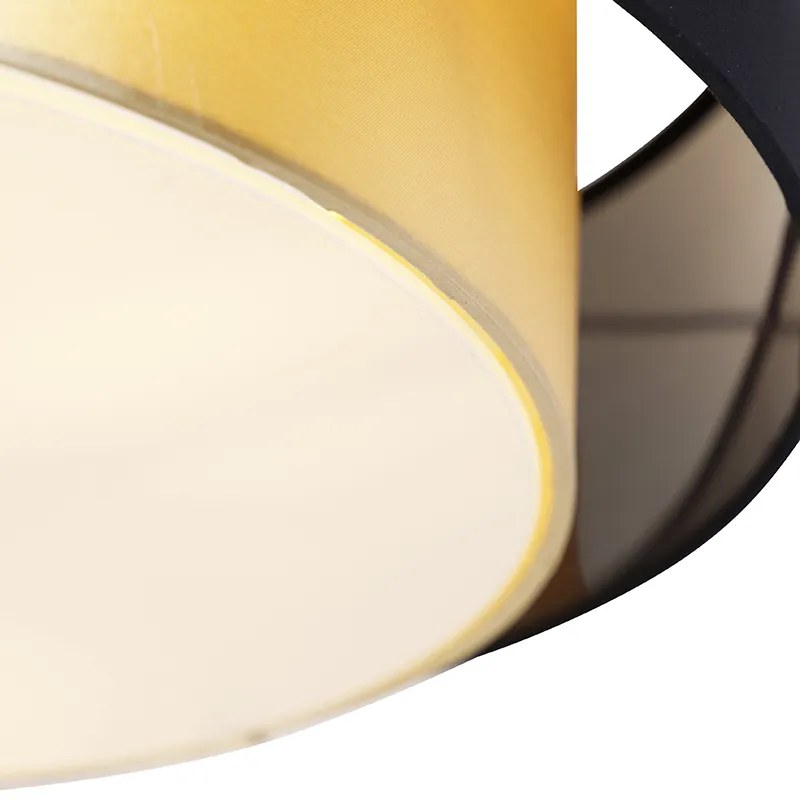 Nowoczesna lampa sufitowa czarna ze złotem 50 cm 3-światła - Drum Duo Nowoczesny Oswietlenie wewnetrzne