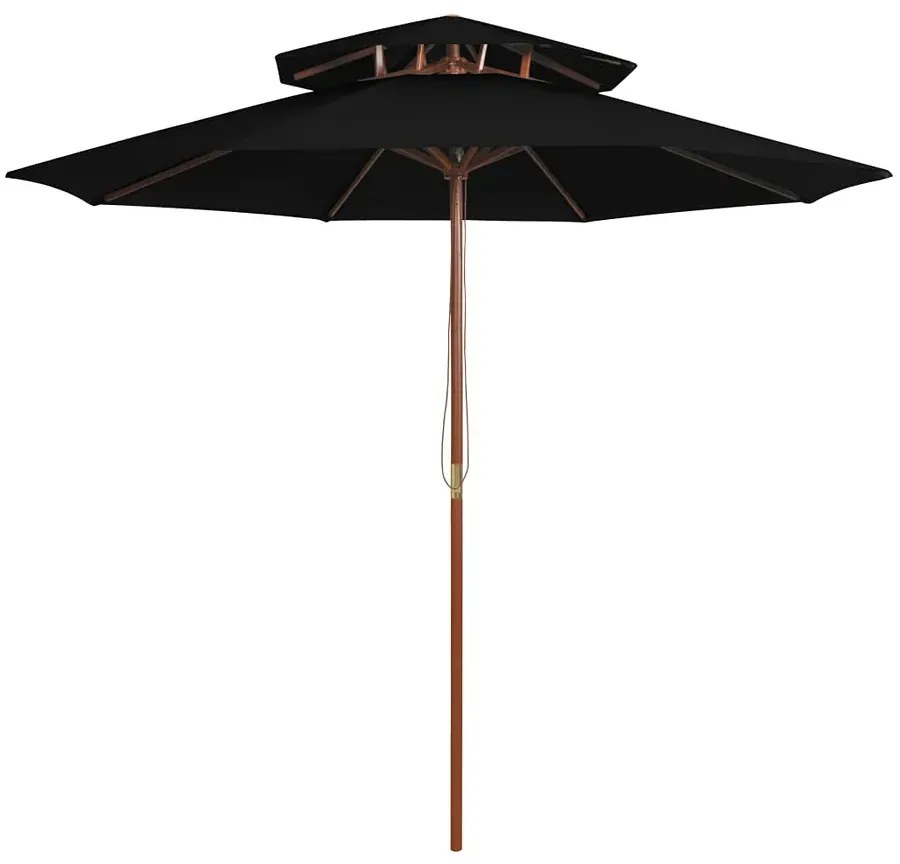 Czarny parasol ogrodowy z podwójnym daszkiem L1-D67
