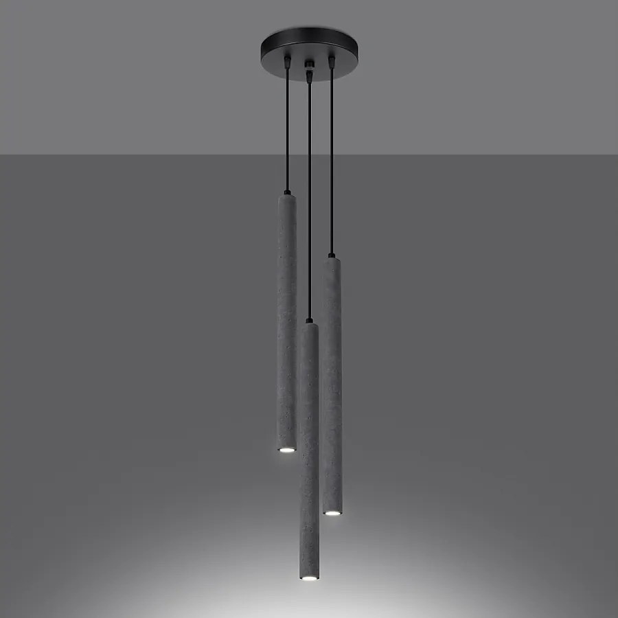 Lampy wiszące nowoczesny Brill, beton - 3 źródło światła 3000K - L.19.5 x H.115 cm - szary