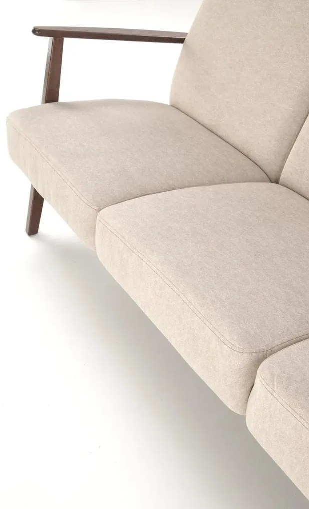 Sofa MILANO 3S beżowa/orzech trzyosobowa HALMAR