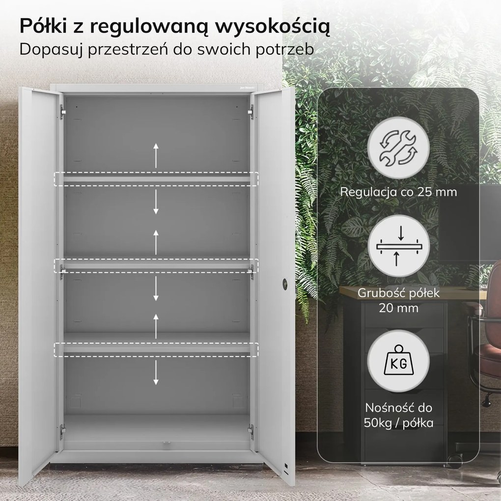Szafa metalowa wielofunkcyjna Megan z szufladą, szara