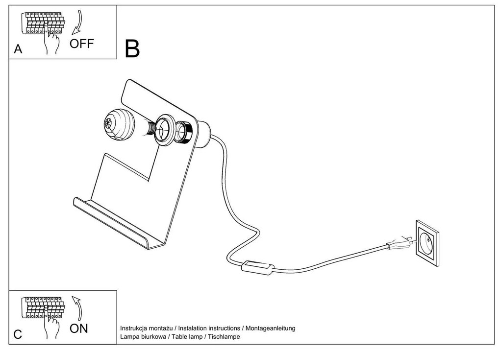 Lampa biurkowa INCLINE czarna ze stojakiem SOLLUX  LIGHTING