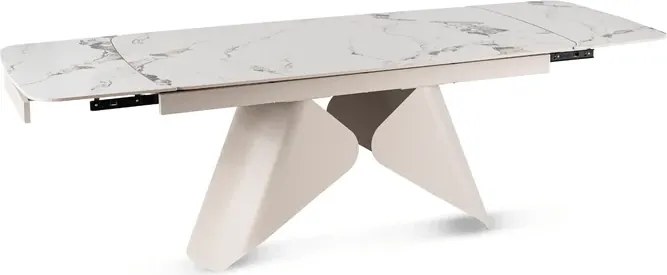 Stół Rozkładany Prostokątny VERONA 160-240 cm Ceramiczny Biały Marmur/Kaszmir Nowoczesny