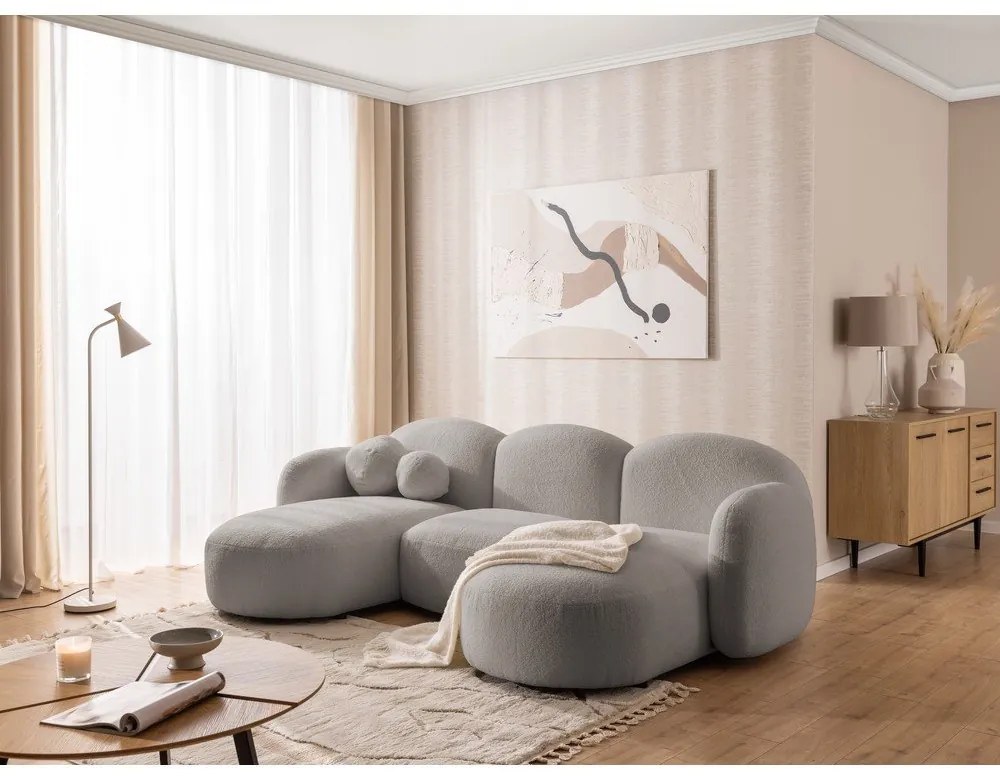 Szary narożnik z materiału bouclé (w kształcie litery U) Orbit – Ropez