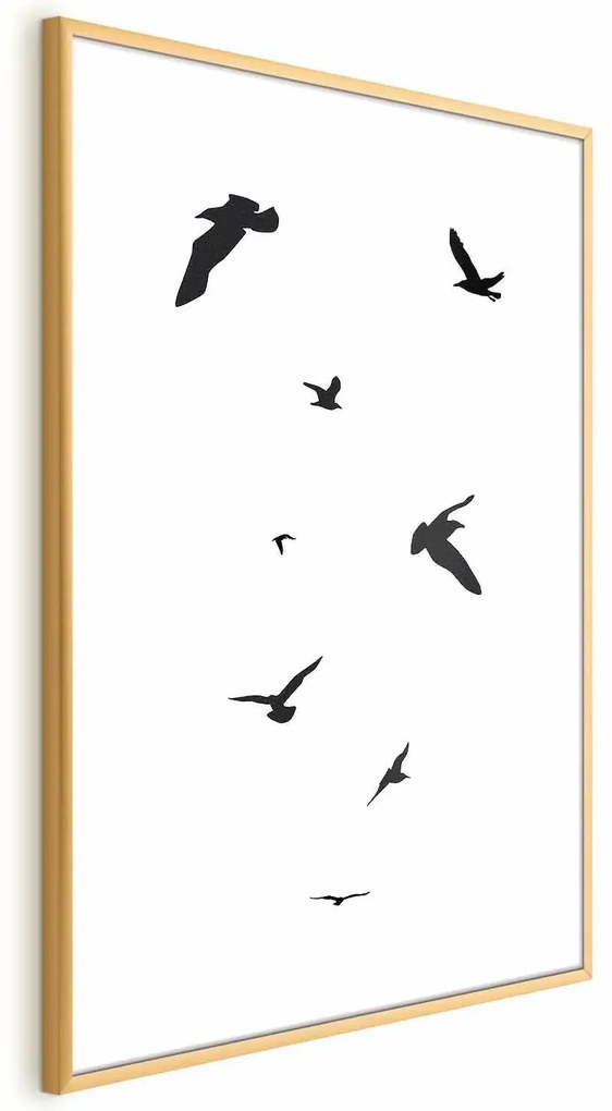 Plakat Wieczorny lot 40x60 cm z ramą złotą bez marginesu ARTGEIST B