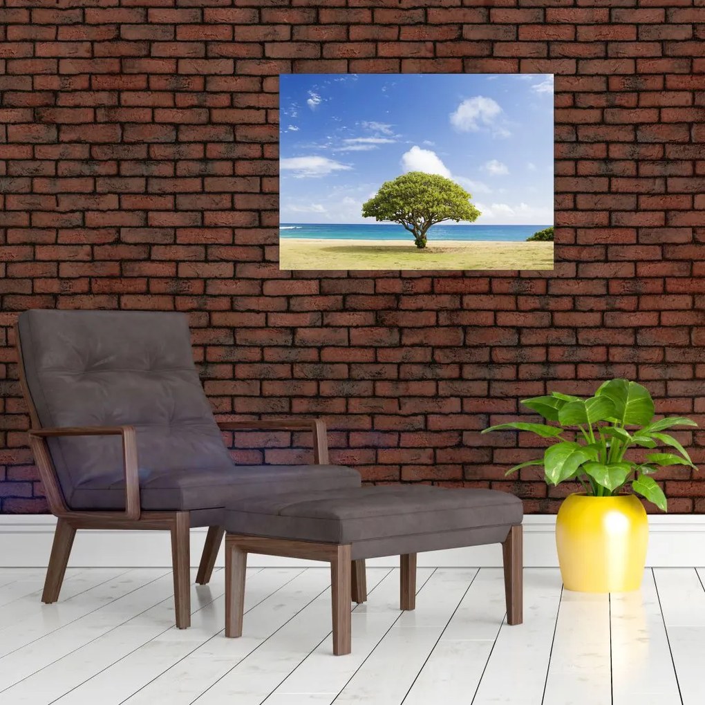 Obraz plaży z drzewem (70x50 cm)