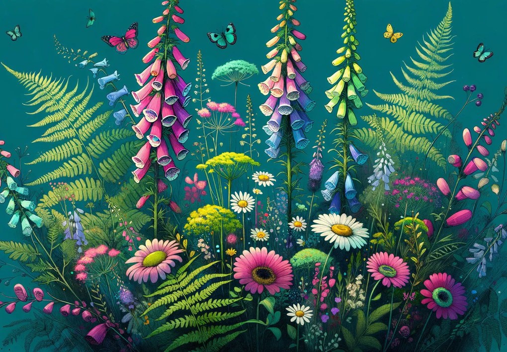 Fototapeta - Kolorowe polne kwiaty (196x136 cm)