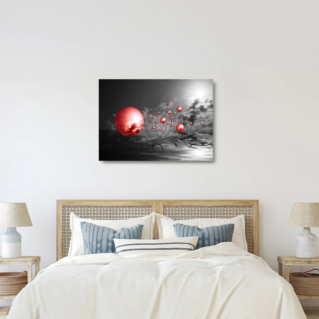 Obraz na szkle - czerwone kule (70x50 cm)