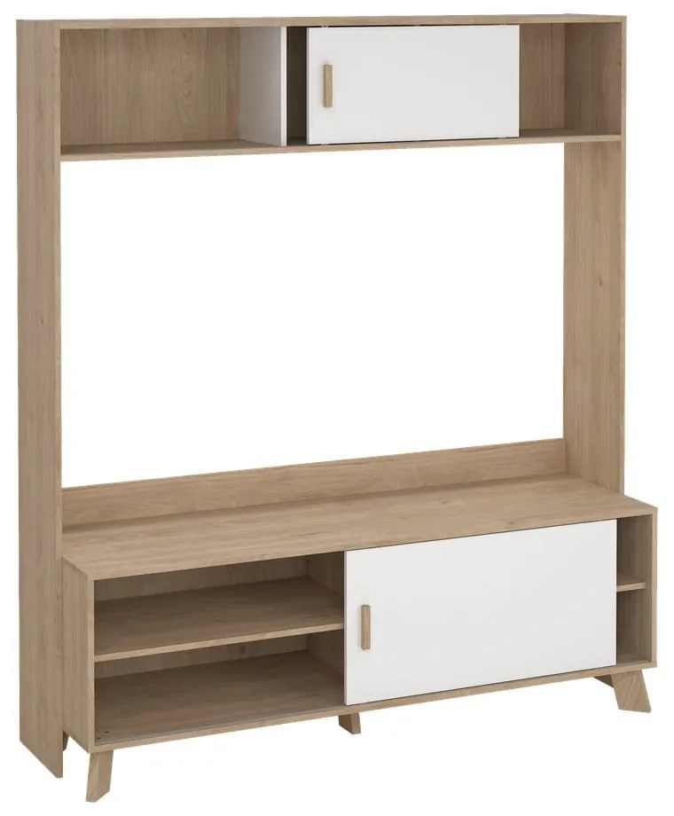Biało-naturalny zestaw pod TV w dekorze dębu 159x181x48 cm Ikast – Tvilum