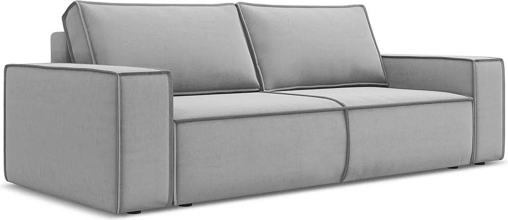 Kanapa 3-osobowa z funkcją spania - z tkaniny welwetowej - szary - KIMO