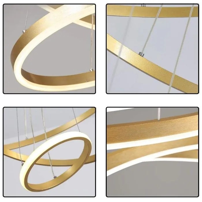 Lampa nowoczesna LED wisząca sufitowa pierścienie AT60-3KSL-Gold