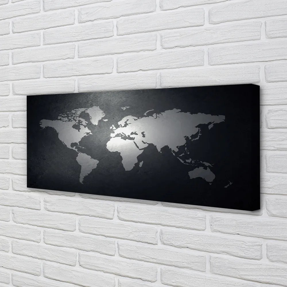 Obraz na płótnie Biała Mapa na Czarnym Tle