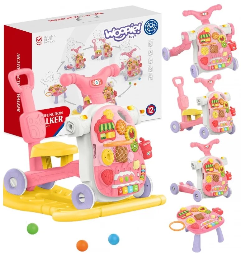 Woopie baby chodzik 5w1 multifunkcyjny różowy 1+