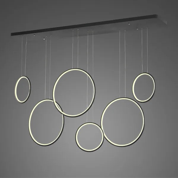 Szeroka lampa wisząca do salonu Ledowe Okręgi No.8 w stylu designerskim czarna