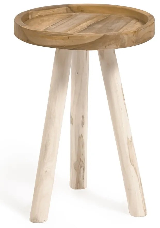 Okrągły stolik z litego drewna tekowego ø 35 cm Glenda – Kave Home