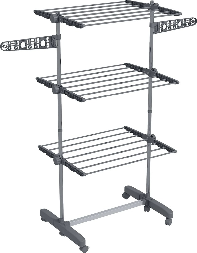 HOMCOM Stojak na pranie składana suszarka do ubrań 4 poziomy system One-Click 142x55x152 cm | Aosom PL