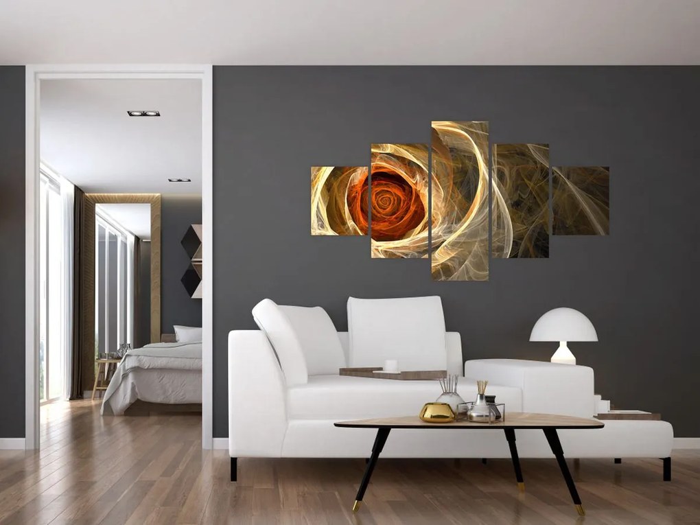 Obraz - Abstrakcyjne róże w ognistych kolorach (125x70 cm)
