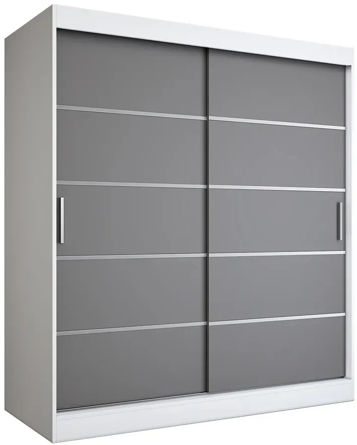 Szafa przesuwna biały + antracyt 180 cm - Bohosa 5X