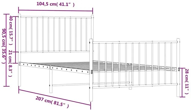Białe metalowe łóżko rustykalne 100x200 cm - Fiver