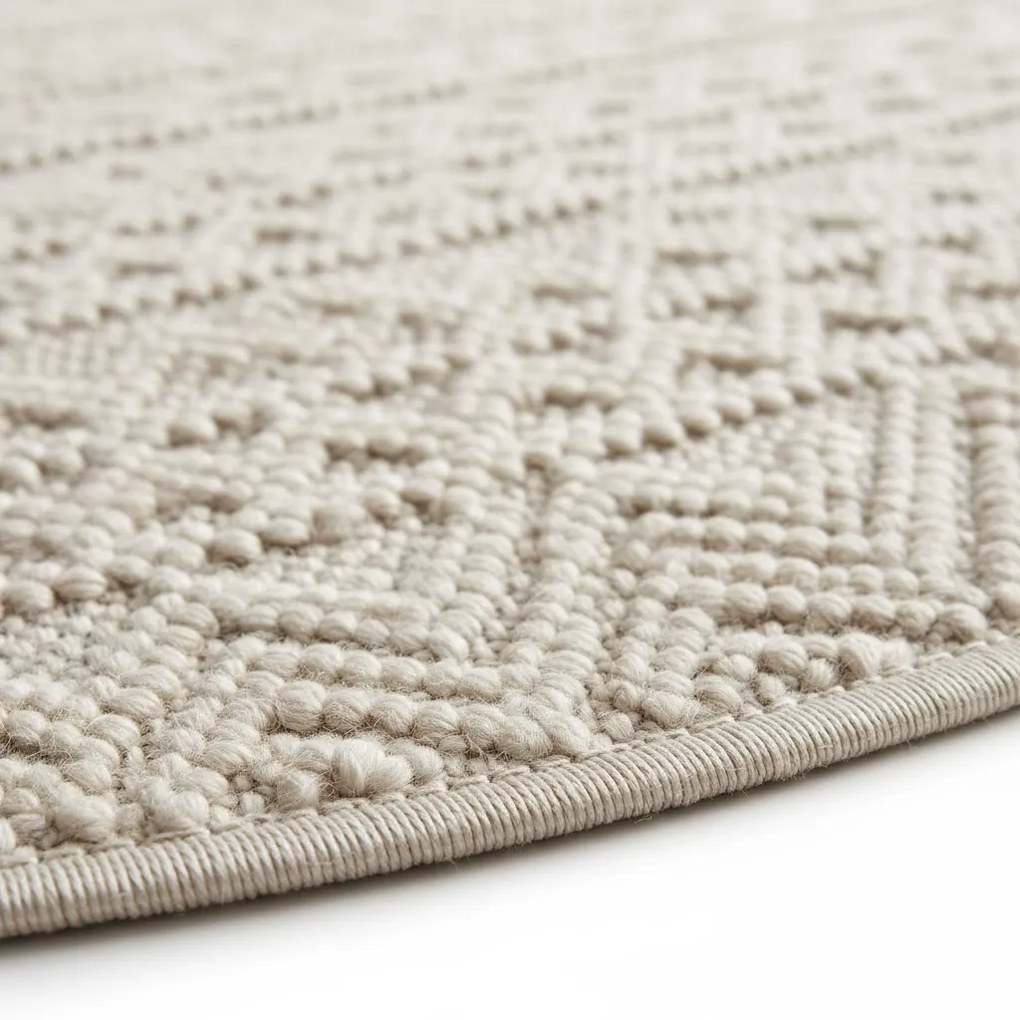 Dywan nowoczesny 3D Helix boho kremowy 80 cm x 80 cm koło