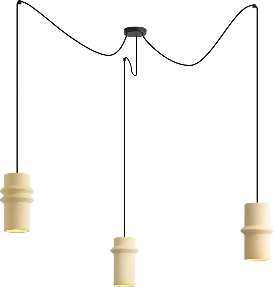 Retro Lampa Wisząca Beżowa 3-punktowa - Monti