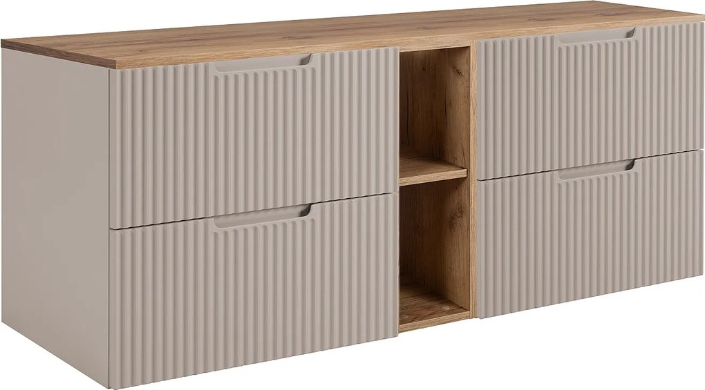Szafka łazienkowa, kaszmir / dąb Craft 140 (2 x 60 + 20) x 58,6 x 46 cm
