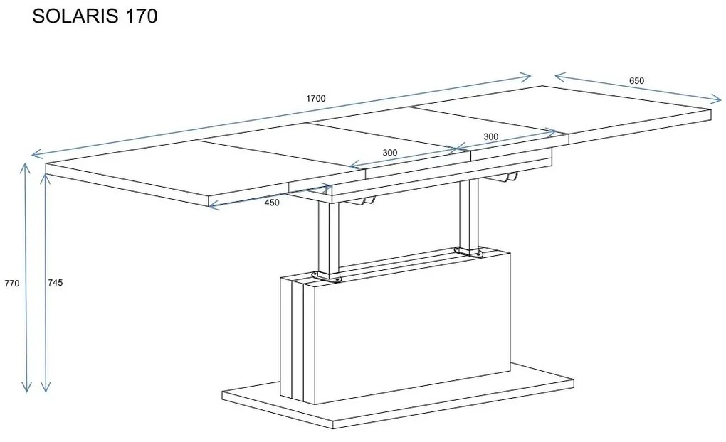 Ława rozkładana podnoszona SOLARIS 110(170)x65 beton ciemny ENDO