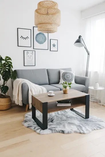 Prostokątna ława kawowa z półką Bracio - dąb artisan + biały