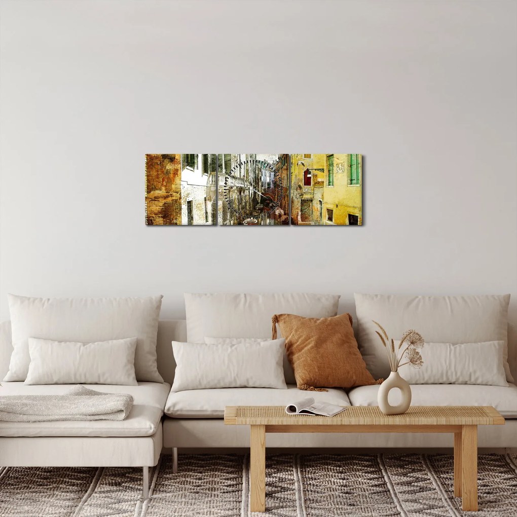 Obraz - Aleja w Wenecji (z zegarem) (90x30 cm)