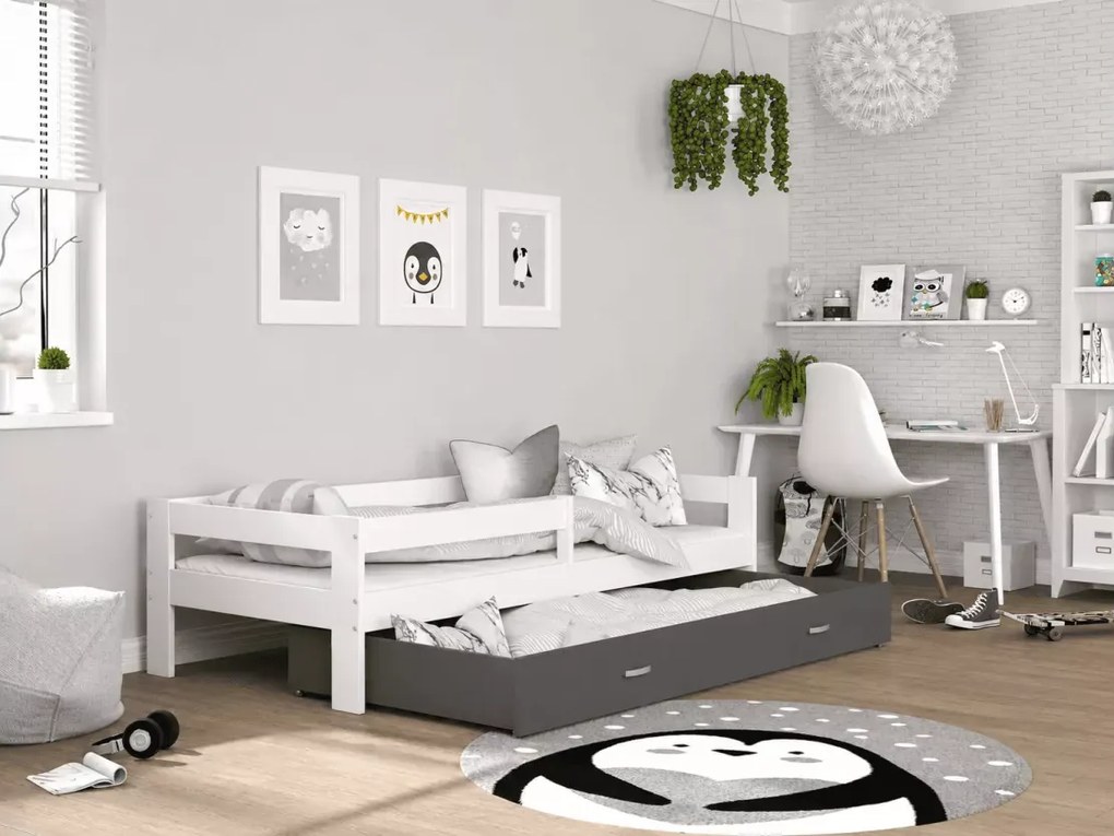Łóżko dziecięce Tika 80x160 80x190 z barierką stelażem Flex szufladą i materacem piankowym